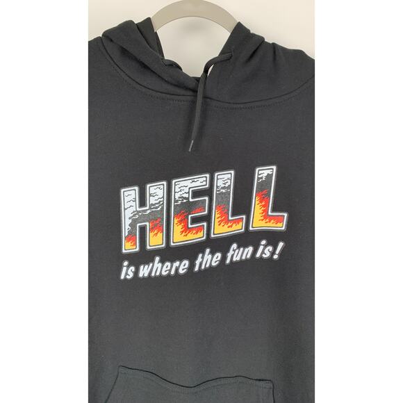 Assholes Live Forever Unisex Hoodie Medium Hell Is Where The Fun Is Skelton New - Picture 3 of 5